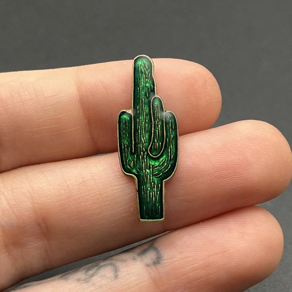 Green Cactus Desert‎ Plant Lapel Hat Pin